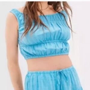 NWT AMERICAN EAGLE BLUE CROP TOP - L